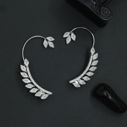 Crystal Trail Earcuff with Tapered Botanical Layout