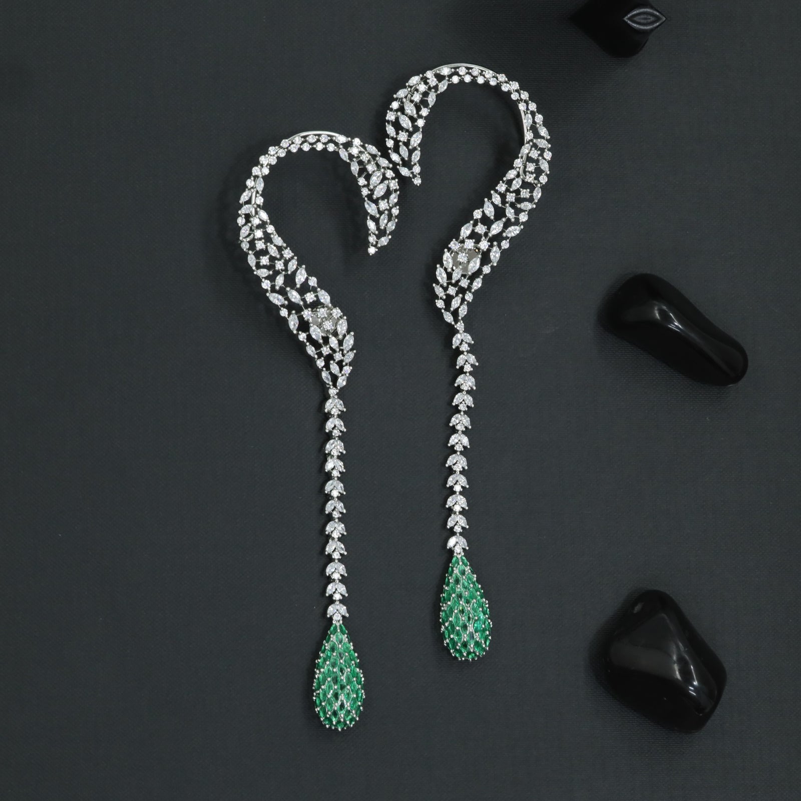 Ivory Stream Earcuff with Cascading Chain Layout