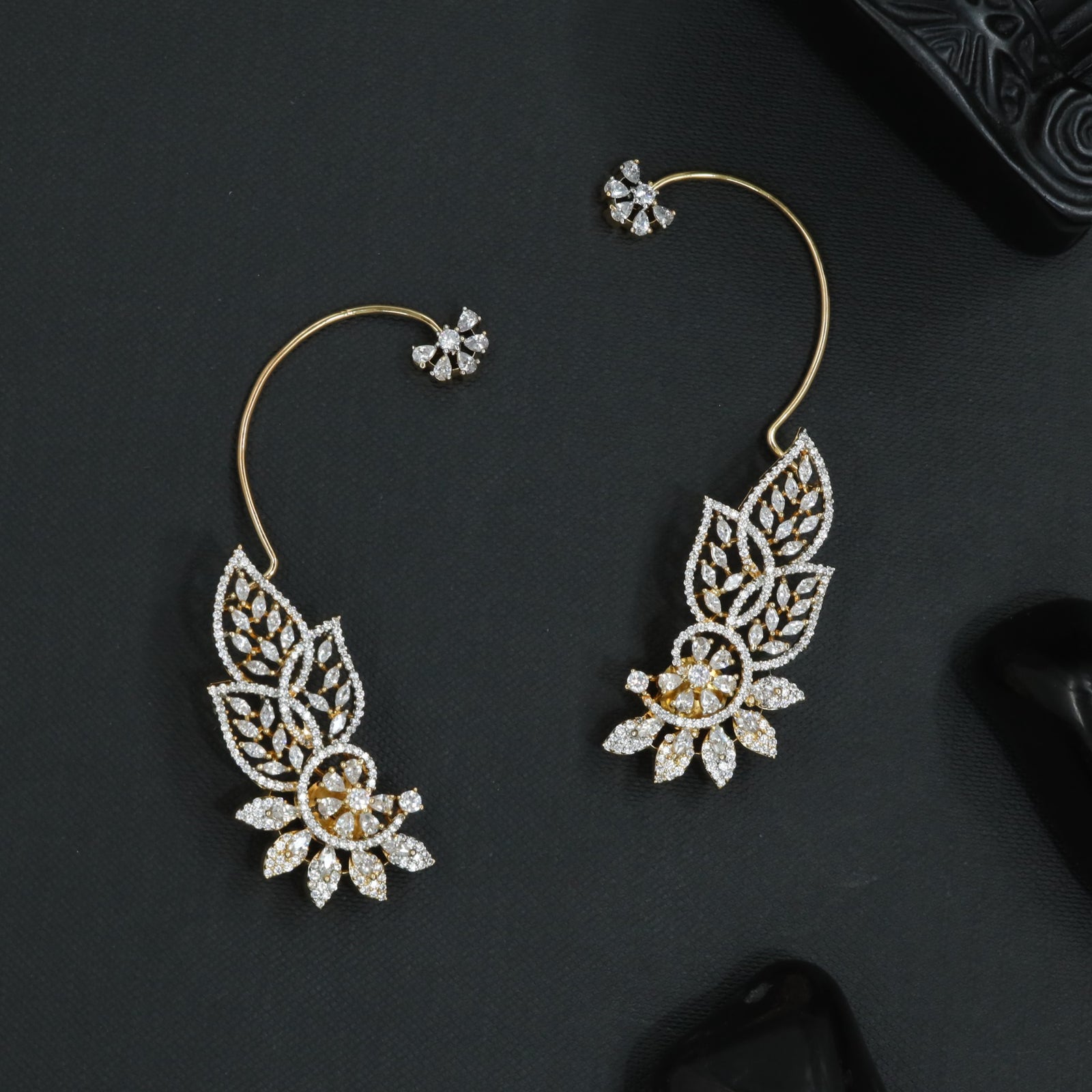 Botanical Wing Earcuff with Open Petal Structure