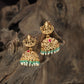 Dome Antique Jumka with Lakshmi Crest and Hanging Fringe