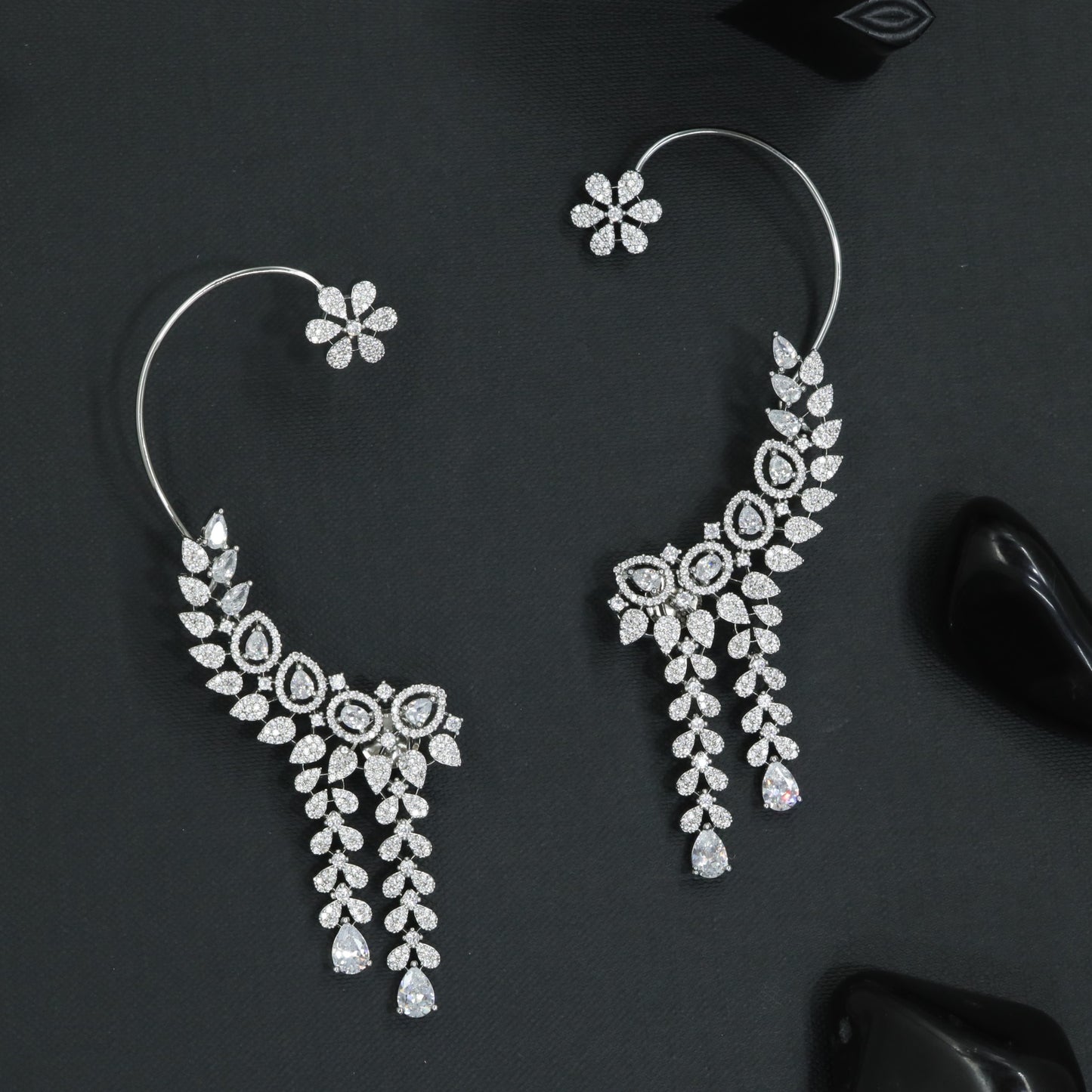 Contour Garland Earcuff with Hanging Pear Accents