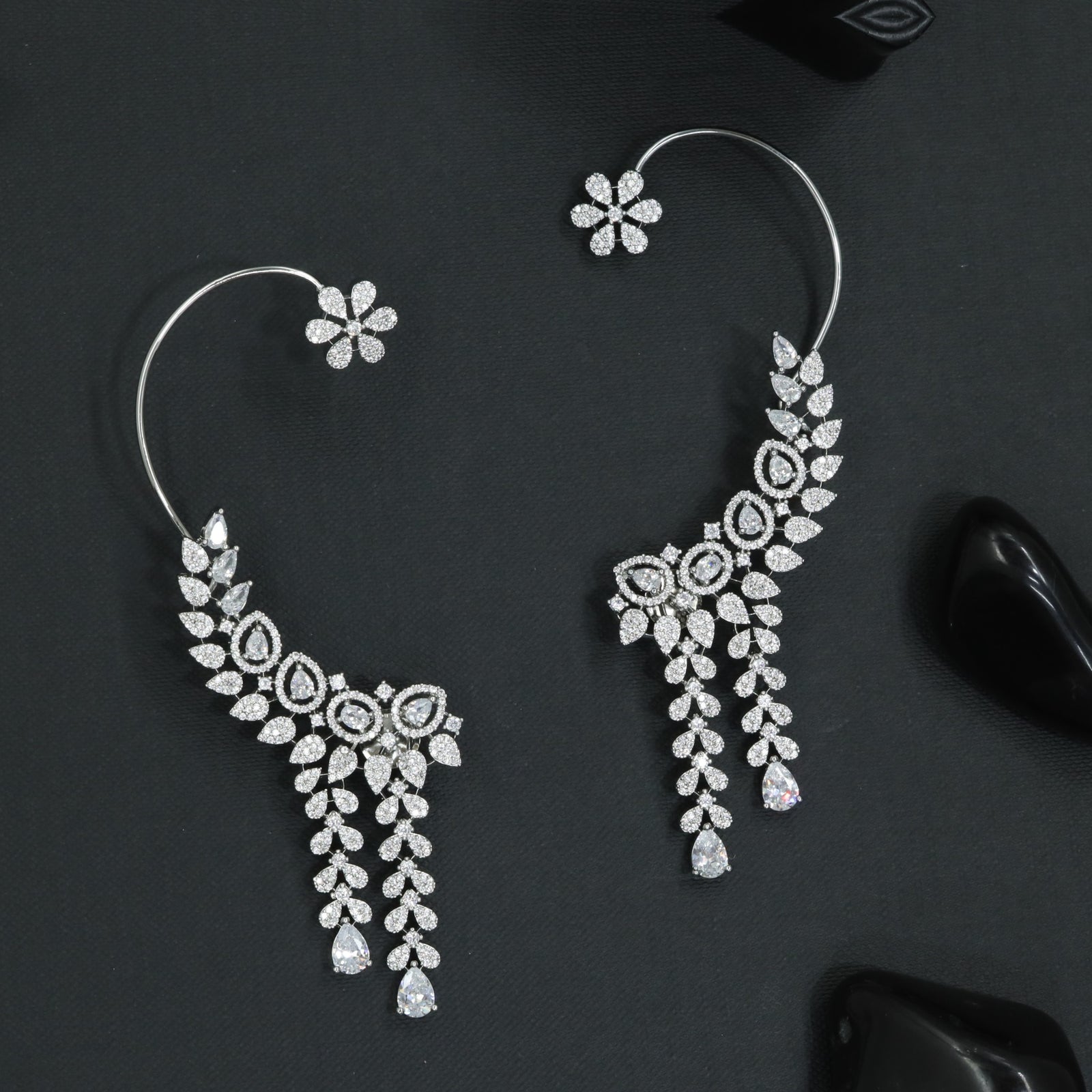 Contour Garland Earcuff with Hanging Pear Accents