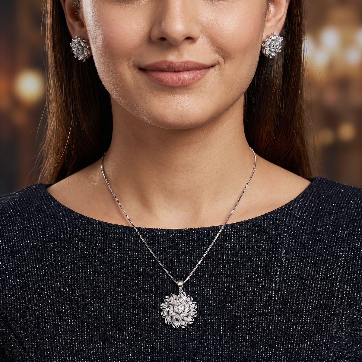 Minimal Bloom Chain With Layered Floral Accent