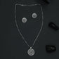 Curved Spiral Rhodium Chain with Pendant Set
