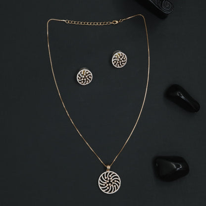 Curved Spiral Rhodium Chain with Pendant Set