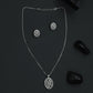 Modern Stripe Rhodium Chain with Framed Oval Design