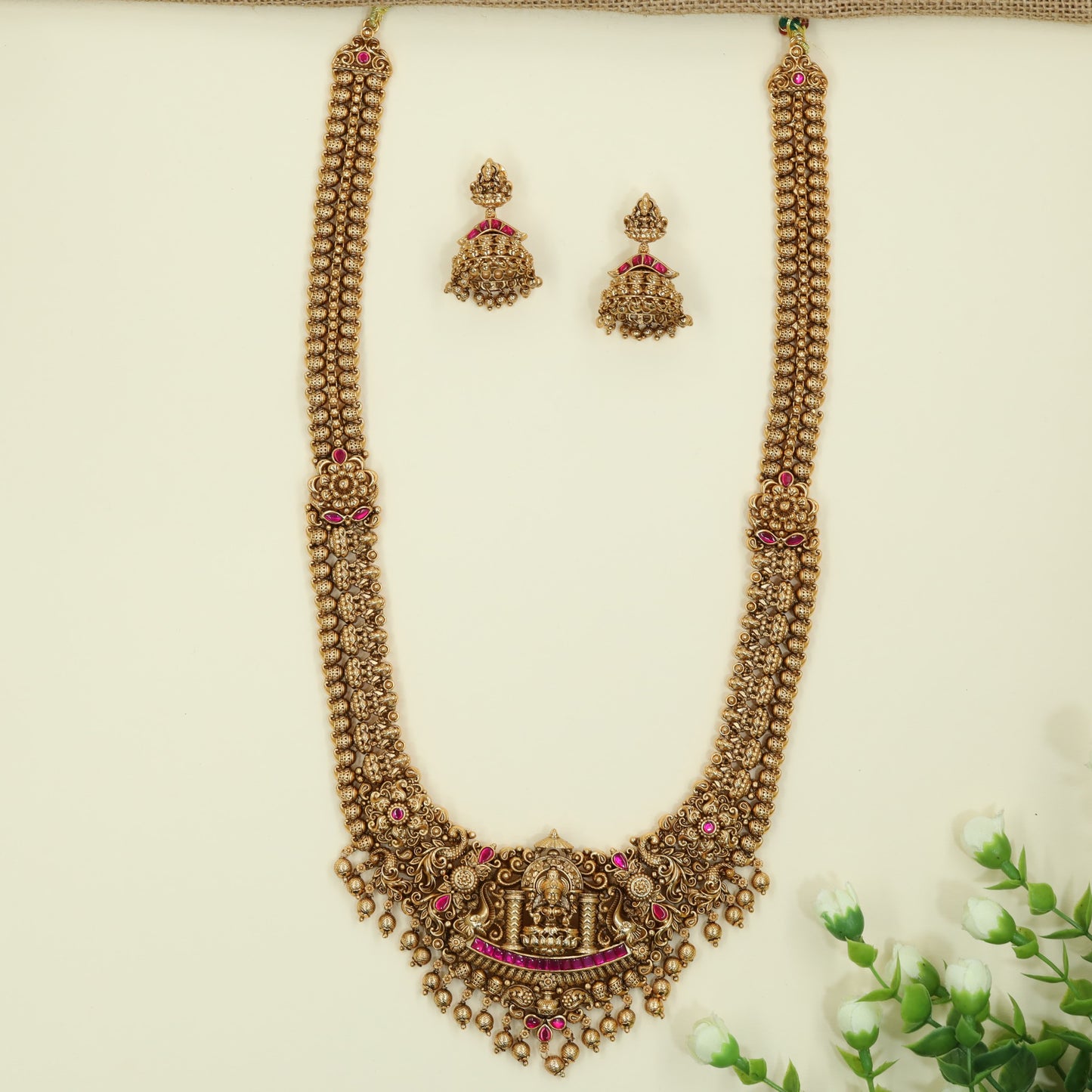 Handcrafted Lakshmi Antique Long Haara with Grand Festive Styling