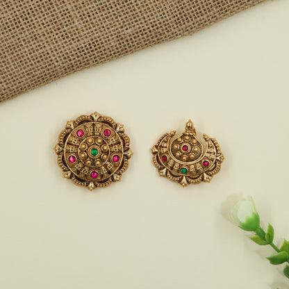 Royal Sun and Moon Antique Brooch with Circular Temple Detailing