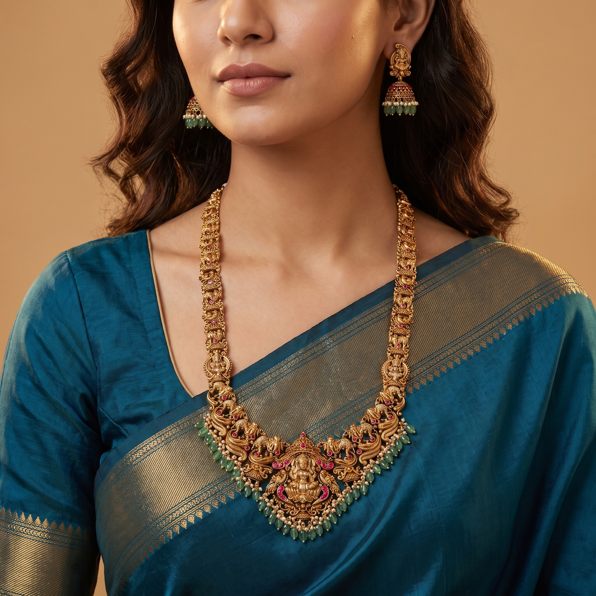 Classic Lakshmi Centre Pendant Antique Long Haara