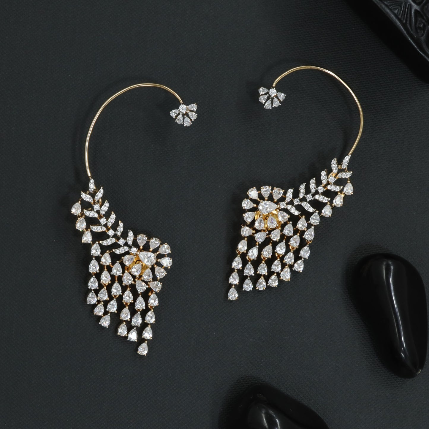 Jewel Wing Earcuff with Flowing Cluster Layout