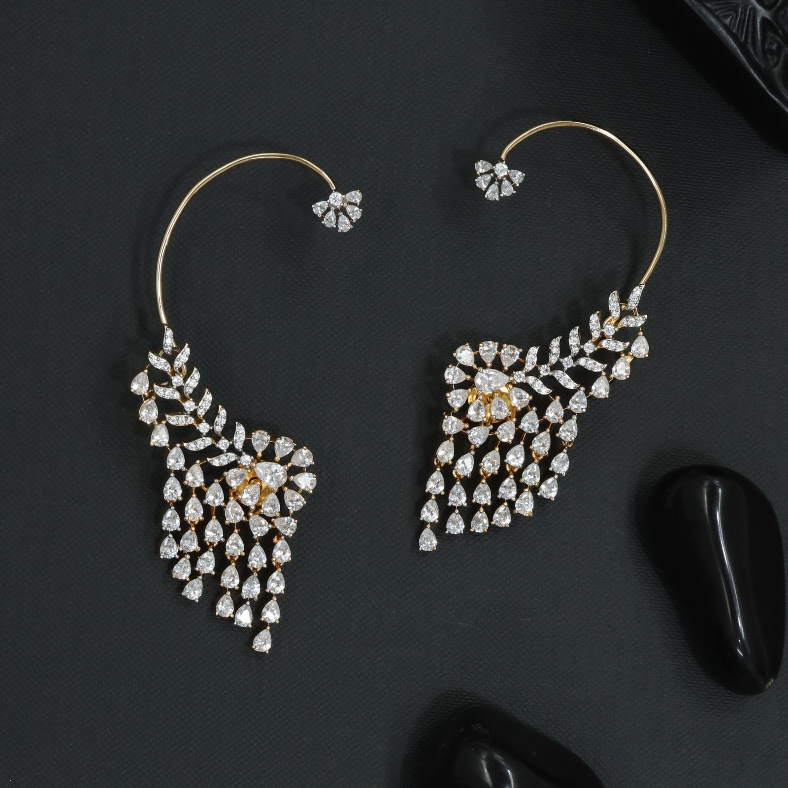 Jewel Wing Earcuff with Flowing Cluster Layout