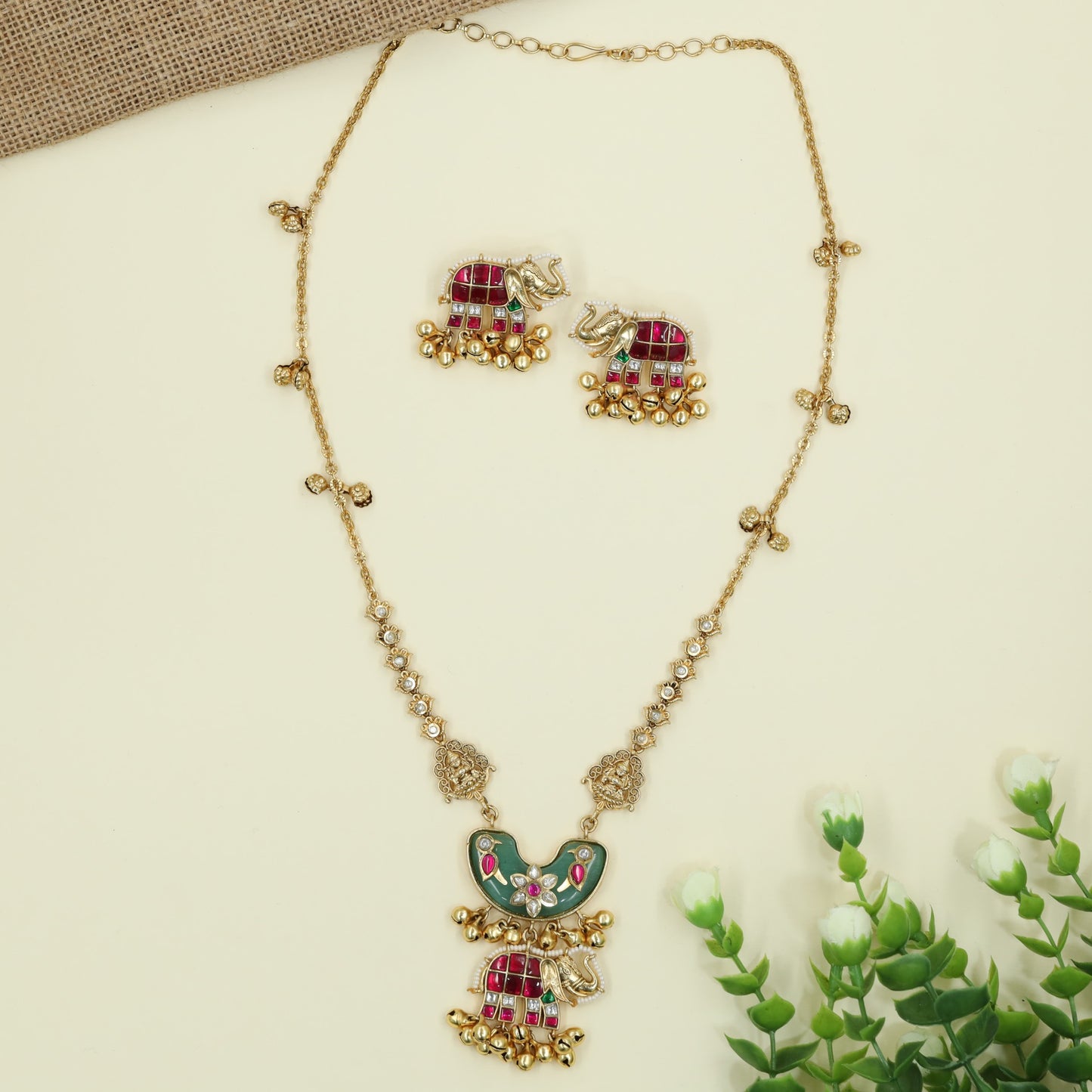 Classic Temple Elephant Chain With Pendant and Decorative Craftsmanship