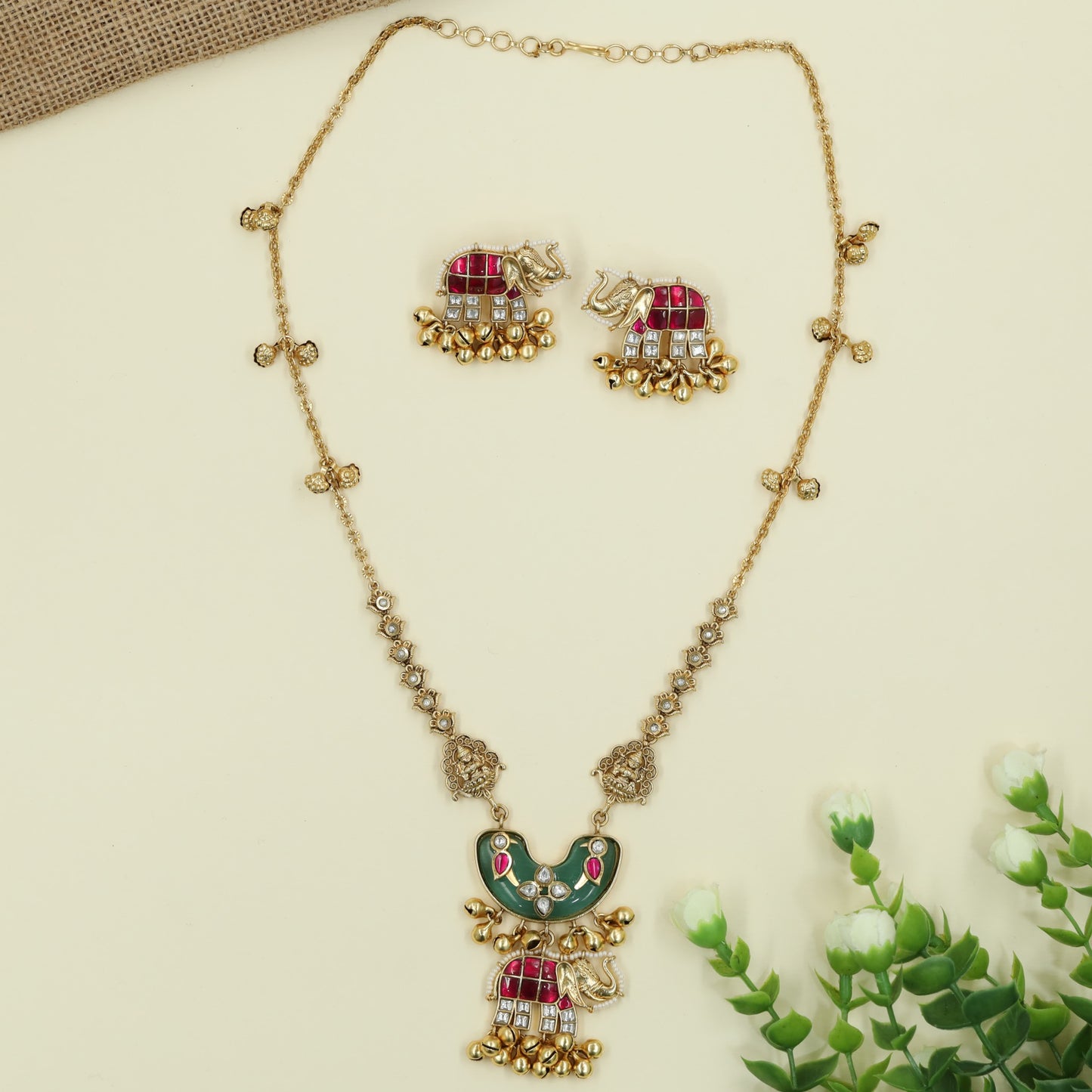 Classic Temple Elephant Chain With Pendant and Decorative Craftsmanship