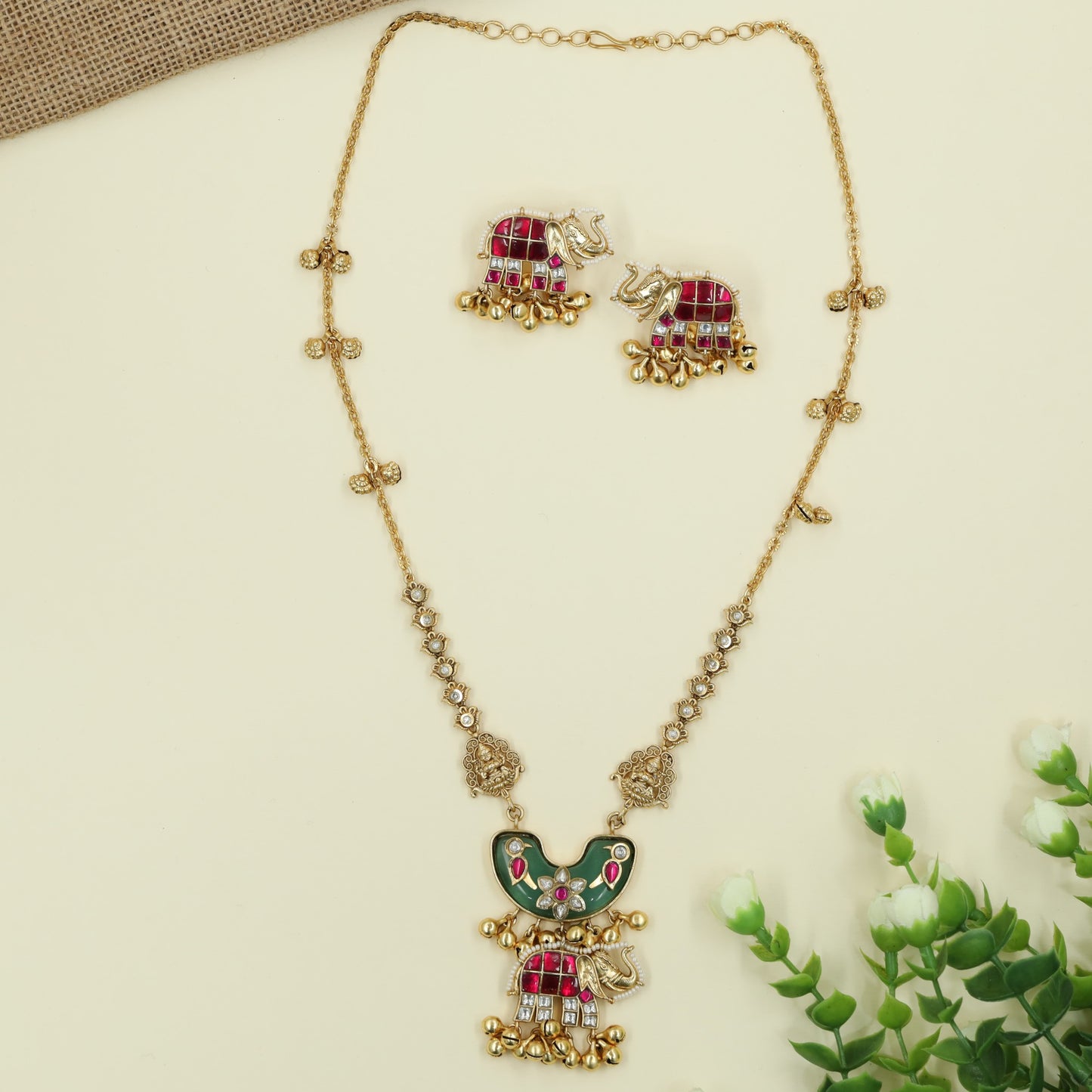 Classic Temple Elephant Chain With Pendant and Decorative Craftsmanship