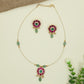 Premium Floral Pendant Jadau Necklace With Minimal Chain Styling