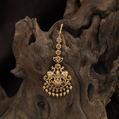 Heritage Lakshmi Centre With Elephant Side Panels Antique Tikka