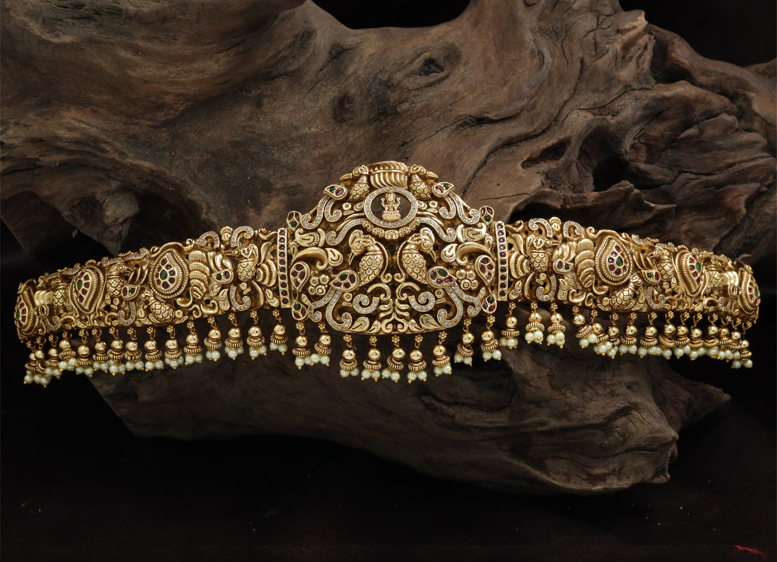 Designer Temple Dabu with Curved Peacock Frame Work