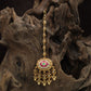 Classic Floral Border Antique Tikka With Hanging Drop Styling