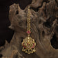 Temple Style Ganesha Antique Tikka With Hanging Drop Accents