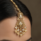 Designer Long Chain Kundan Tikka With Ornamental Pendant Detail