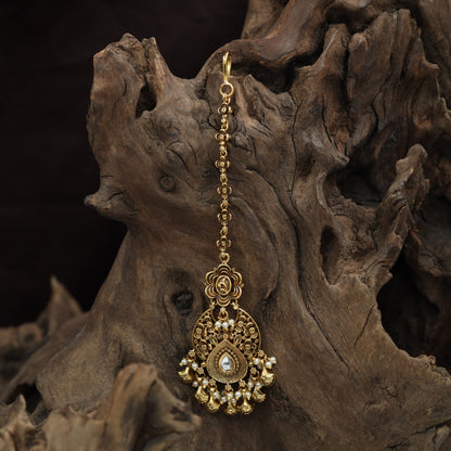 Premium Ornamental Antique Tikka With Decorative Fringe Styling