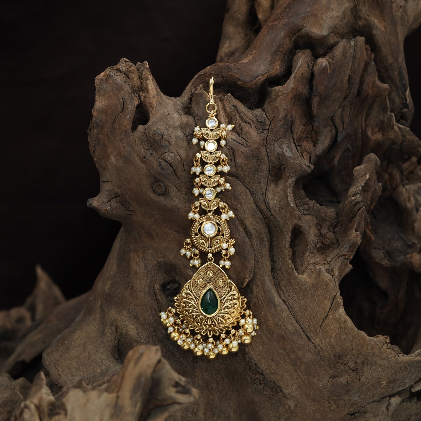 Antique Pendant Tikka With Decorative Hanging Fringe Drops