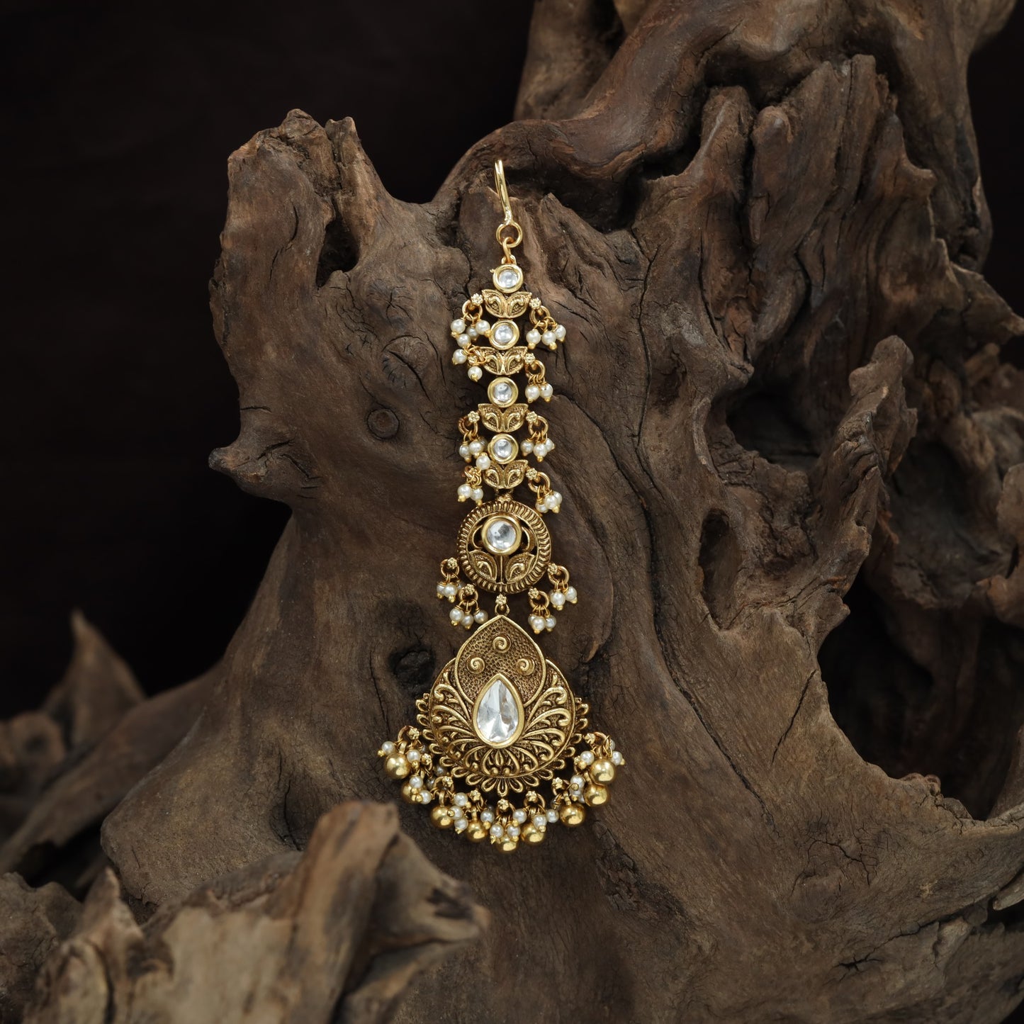 Antique Pendant Tikka With Decorative Hanging Fringe Drops