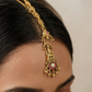 Classic Circular Border Antique Tikka With Dangling Beads