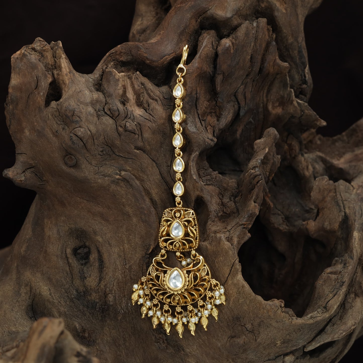 Decorative Chain Antique Tikka With Intricate Drop Pendant