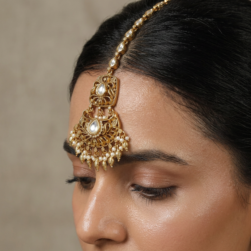 Decorative Chain Antique Tikka With Intricate Drop Pendant