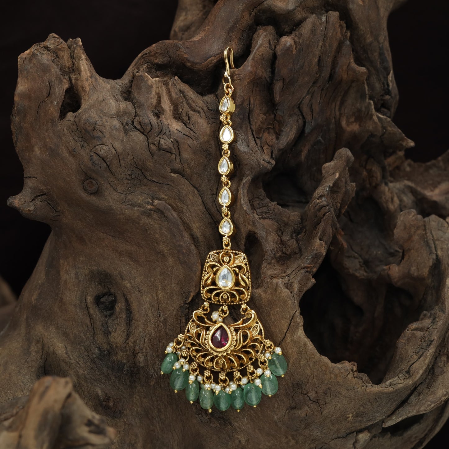 Decorative Chain Antique Tikka With Intricate Drop Pendant
