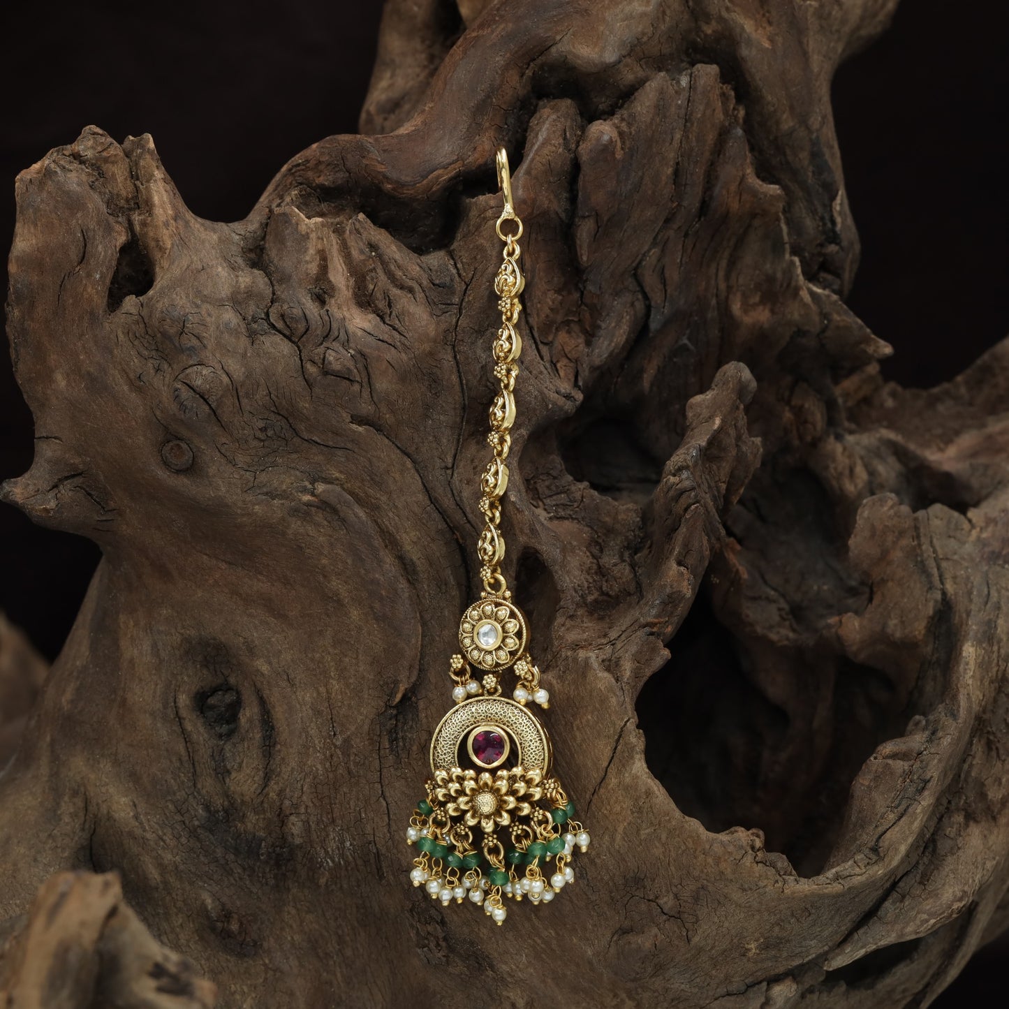 Decorative Chain Antique Tikka With Ornate Pendant Styling