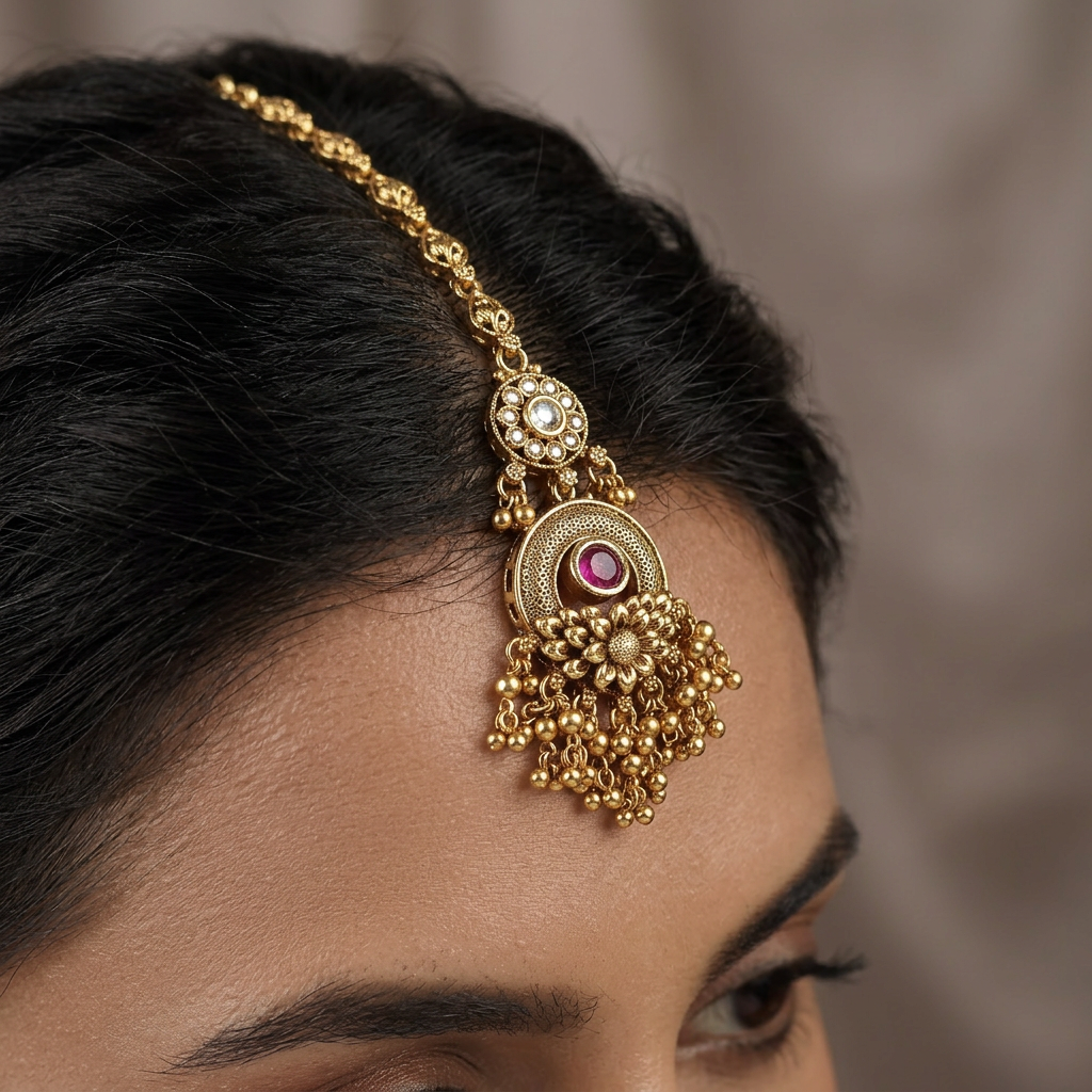 Decorative Chain Antique Tikka With Ornate Pendant Styling
