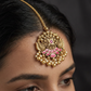Classic Swan Border Antique Tikka With Hanging Bead Drops