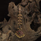 Kempu Stone Drop Pendant Tikka With Dangling Bead Accents