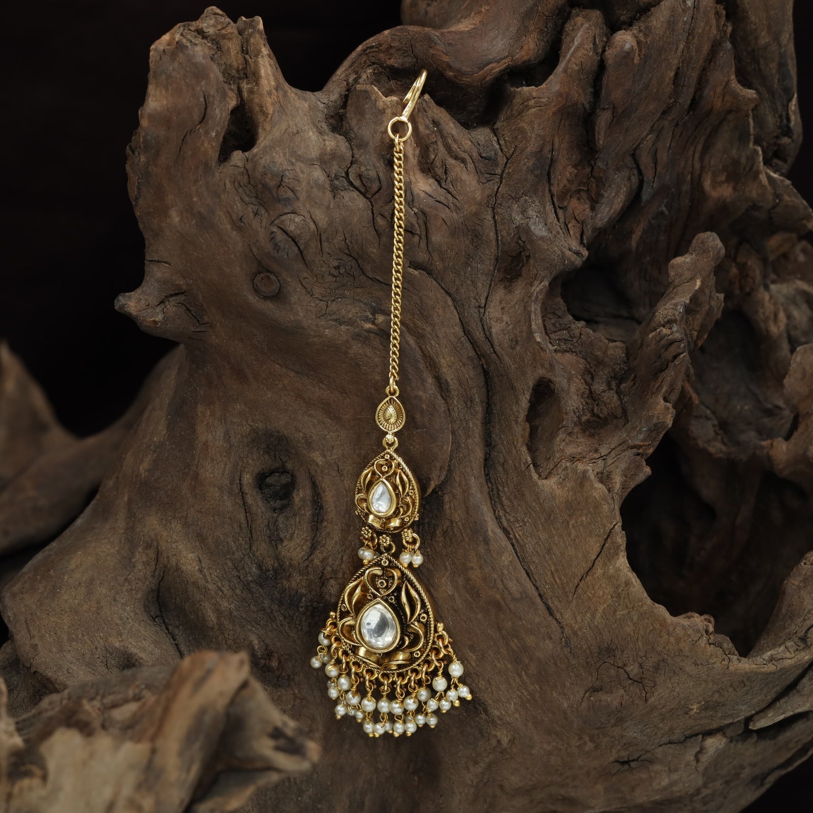 Intricate Drop Pattern Antique Tikka Jewellery
