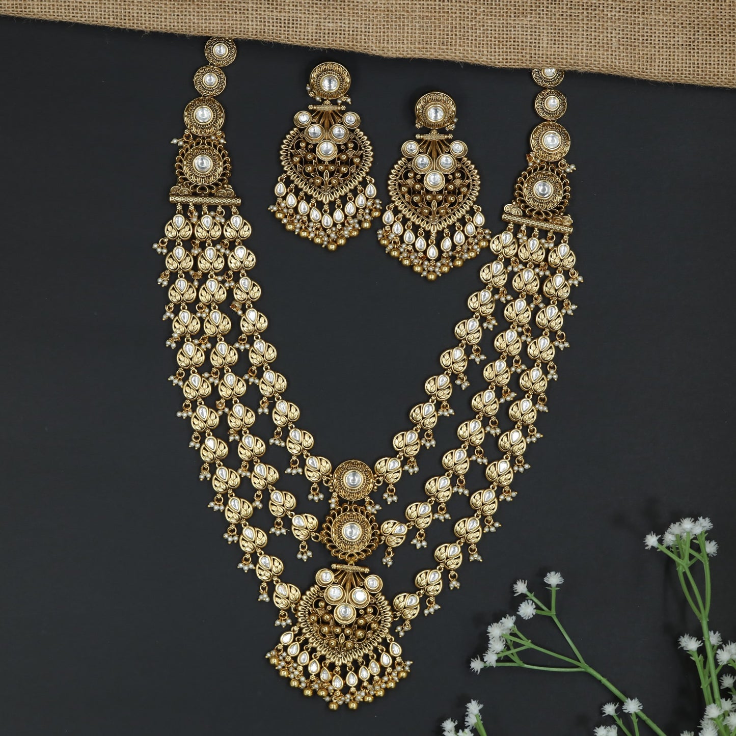 Premium Ornamental Kundan Long Haara With Pendant Work