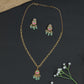 Jadau Necklace Chain With Floral Pendant And Fringe Styling
