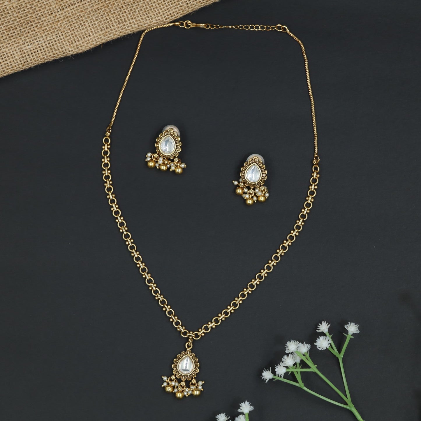 Premium Kundan Pendant Chain With Decorative Fringe Drops