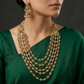 Classic Multi Layer Antique Long Haara With Pendant Work