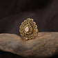 Traditional Teardrop Centre Antique Finger Ring With Curved Scroll Detailing