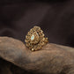 Traditional Teardrop Centre Antique Finger Ring With Curved Scroll Detailing