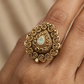 Traditional Teardrop Centre Antique Finger Ring With Curved Scroll Detailing