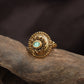 Signature Beaded Border Antique Finger Ring With Decorative Rosette Pattern