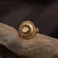 Signature Beaded Border Antique Finger Ring With Decorative Rosette Pattern