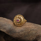 Signature Beaded Border Antique Finger Ring With Decorative Rosette Pattern