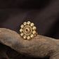 Opulent Petal Border Antique Finger Ring With Circular Floral Centrepiece