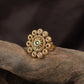 Opulent Petal Border Antique Finger Ring With Circular Floral Centrepiece