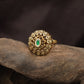 Premium Floral Disc Antique Finger Ring With Layered Petal Detailing