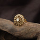 Premium Floral Disc Antique Finger Ring With Layered Petal Detailing